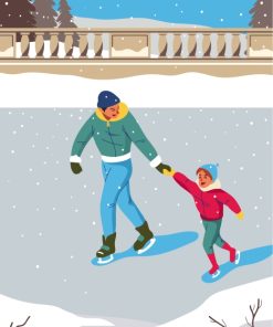 Father Son Ice Skaters Paint By Numbers