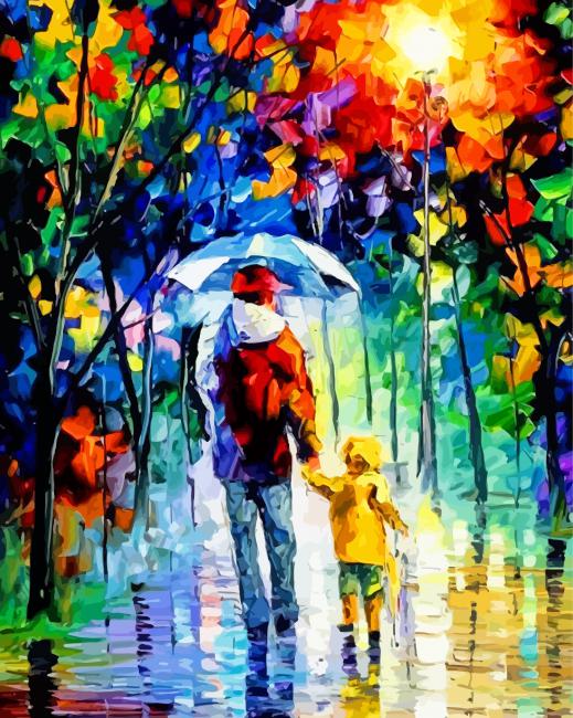 Finalizing Colorful Father and Son Paint By Numbers artwork