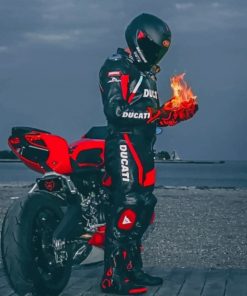 Motocross Fire Thrill Paint By Numbers