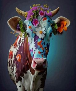 Floral Cow Animal Paint By Numbers