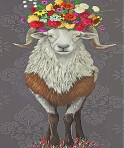 Floral Bighorn Ram Paint By Numbers