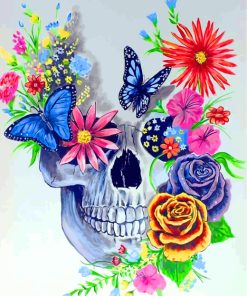 Floral Skull Aesthetic Paint By Numbers