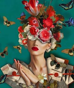 Floral Girl with Butterflies Paint By Numbers