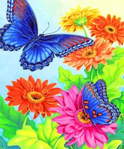 Colorful Flowers and Butterflies Paint By Numbers