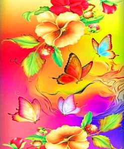 Floral Butterfly Delight Paint By Numbers