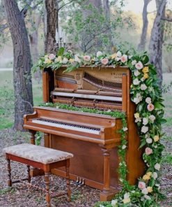 Flowers Blooming Piano Art Paint By Numbers