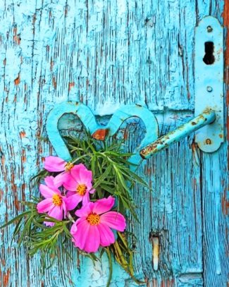 Pink and Blue Doorway Paint By Numbers