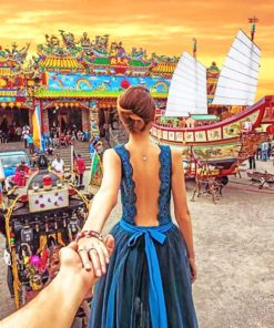 Follow Me Women Traveler Paint By Numbers