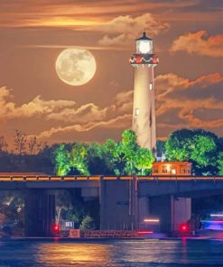 Moonlit Lighthouse Paint By Numbers