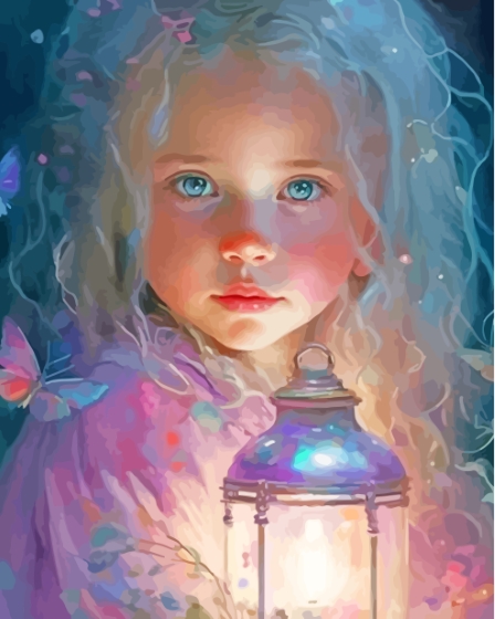 Finalizing Girl with Lantern Art Painting