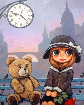 Girl Teddy Bear Paint By Numbers