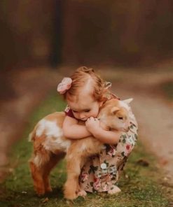 Little Girl and Goat Paint By Numbers