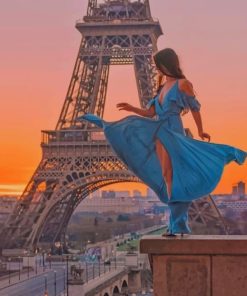 Parisian Girl with Eiffel Tower Paint By Numbers