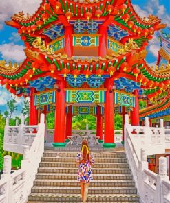 Girl in Thean Hou Temple Paint By Numbers
