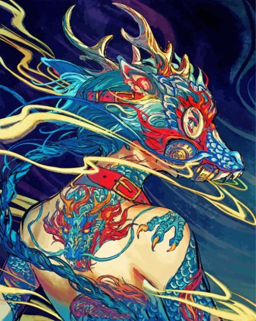 girl-with-Dragon-mask-paint-by-numbers