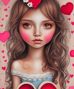 Heart-Themed Girl Paint By Numbers