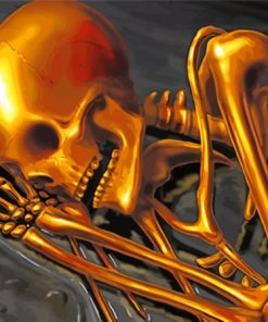 Golden Skeleton Skulls Paint By Numbers