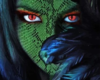 Green Snake Woman Fantasy Paint By Numbers