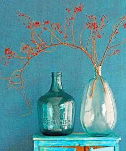 Green and White Glass Vase Art Paint By Numbers