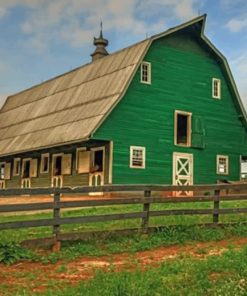 Green Barn Countryside Paint By Numbers
