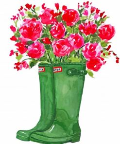 Green Boots Floral Aesthetic Paint By Numbers