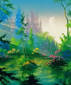 Green Fantasy Forest Paint By Numbers