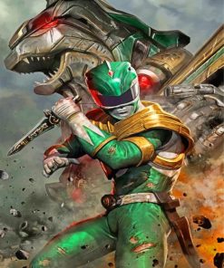 Green Power Ranger Superhero Paint By Numbers