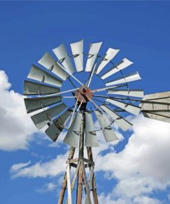 Grey Red Windmill Scenic Paint By Numbers