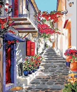 Colorful Athens Alley Paint By Numbers