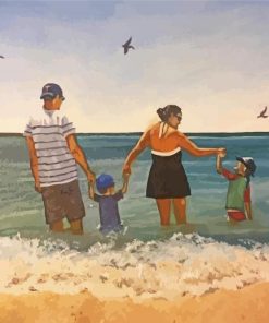 Happy Family Beach Scene Paint By Numbers