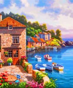 Italian Harbor Landscape Paint By Numbers