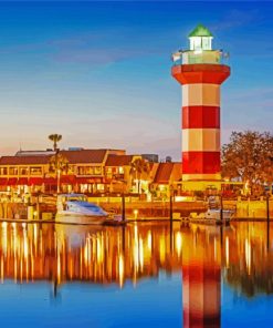 Harbour Town Lighthouse Sunset Paint By Numbers
