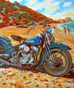 Harley Davidson Blue Motorcycle Paint By Numbers