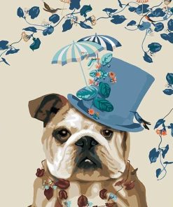 Stylish Blue Hat Dog Paint By Numbers