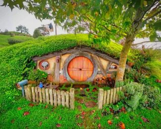 New Zealand Hobbit Hole Greenery Paint By Numbers