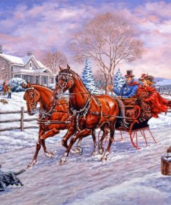 Winter Horses Sleigh Paint By Numbers