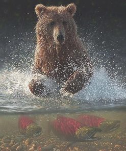 Bear and Fish Wildlife Paint By Numbers
