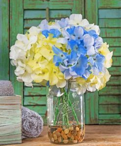 Blue Hydrangeas in Jar Paint By Numbers