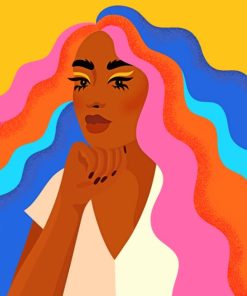Colorful Hair Woman Illustrations Paint By Numbers