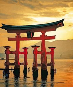 Japanese Torii Gate Scenic Paint By Numbers