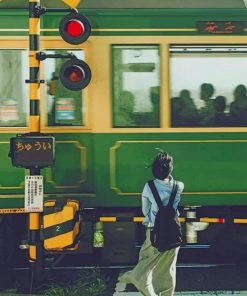 Japanese Woman Train Station Scene Paint By Numbers