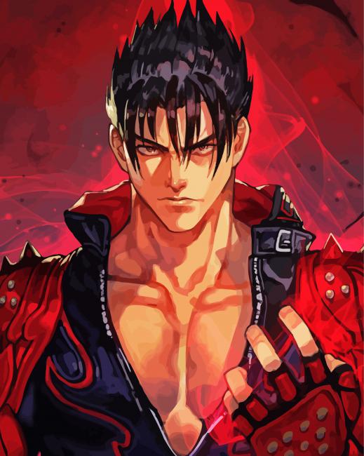 Finalizing Jin Kazama Tekken Series Paint By Numbers artwork