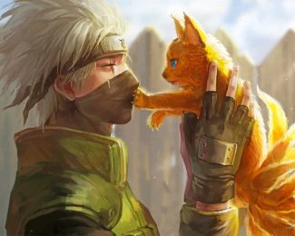 Kakashi and Cat Anime Paint By Numbers