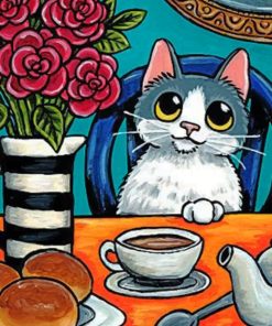 Kitty Breakfast Scene Paint By Numbers