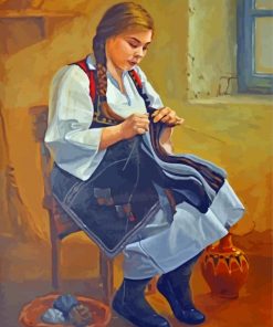 Knitting Woman Artistry Paint By Numbers