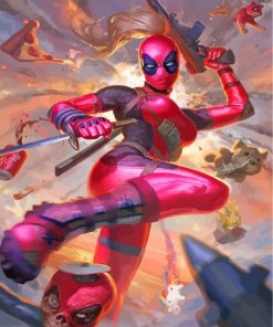 Lively Lady Deadpool Superhero Paint By Numbers