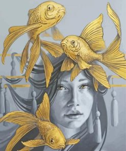Lady With Goldfish Paint By Numbers