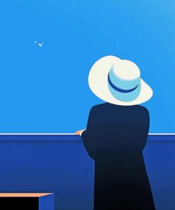 Elegant Woman in White Hat Paint By Numbers