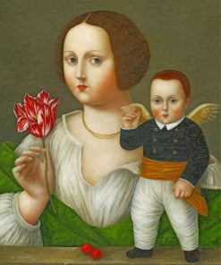 Retro Cupid and Primitive Lady Paint By Numbers