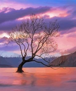 Lake Wanaka Pink Sunset New Zealand Paint By Numbers
